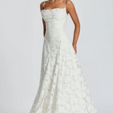 Strapless Lace Maxi Evening Dress