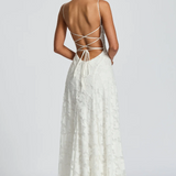 Strapless Lace Maxi Evening Dress