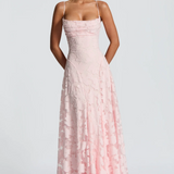 Strapless Lace Maxi Evening Dress