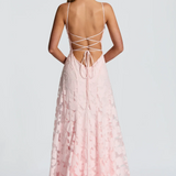 Strapless Lace Maxi Evening Dress