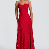Strapless Lace Maxi Evening Dress