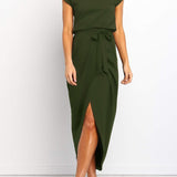 Women's Asymmetrical Side Tie Midi Dress