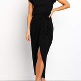 Women's Asymmetrical Side Tie Midi Dress