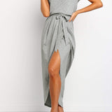 Women's Asymmetrical Side Tie Midi Dress
