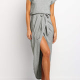 Women's Asymmetrical Side Tie Midi Dress
