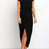 Women's Asymmetrical Side Tie Midi Dress