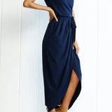 Women's Asymmetrical Side Tie Midi Dress