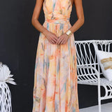 Women's Floral Halter Maxi Dress