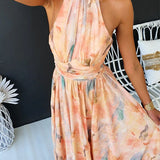 Women's Floral Halter Maxi Dress
