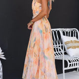 Women's Floral Halter Maxi Dress