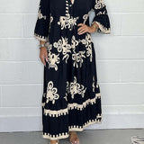 Women's Printed Button Front Maxi Dress