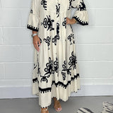 Women's Printed Button Front Maxi Dress
