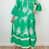 Women's Printed Button Front Maxi Dress