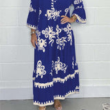 Women's Printed Button Front Maxi Dress