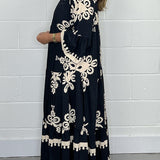 Women's Printed Button Front Maxi Dress