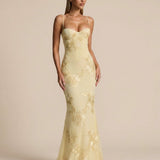 Women's Strapless Floral Lace Maxi Dress