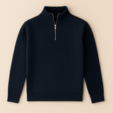 Men's Ribbed Half-Zip Knitted Sweater, Classic Fit