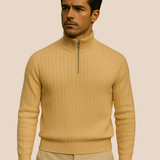 Men's Ribbed Half-Zip Knitted Sweater, Classic Fit