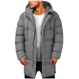 Men's Long Down Jacket with Detachable Hood