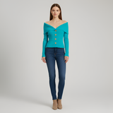 Women's Off Shoulder Button Front Top