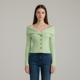 Women's Off Shoulder Button Front Top