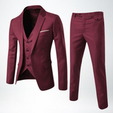 Men's Formal Three-Piece Slim Fit Wool Blend Suit