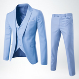 Men's Formal Three-Piece Slim Fit Wool Blend Suit