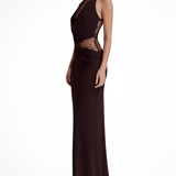 Women's Halter Lace Trim Maxi Dress