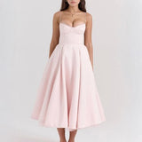 Women's Sweetheart Neck Midi Dress