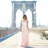 Lace Bodice Chiffon Maxi Dress