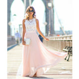 Lace Bodice Chiffon Maxi Dress