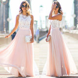 Lace Bodice Chiffon Maxi Dress