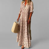 Women's Printed Button Front Maxi Dress