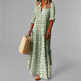 Women's Printed Button Front Maxi Dress