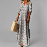 Women's Printed Button Front Maxi Dress