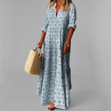 Women's Printed Button Front Maxi Dress