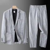 Men's Two-Piece Linen Blend Suit Set