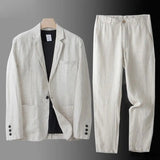 Men's Two-Piece Linen Blend Suit Set