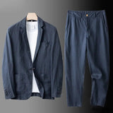 Men's Two-Piece Linen Blend Suit Set