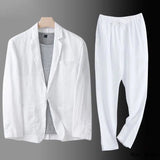 Men's Two-Piece Linen Blend Suit Set
