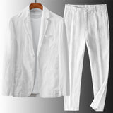 Men's Relaxed Linen Blend Two-Button Suit Set