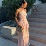 Women's One Shoulder Ruffle Maxi Dress