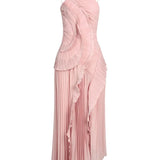 Women's One Shoulder Ruffle Maxi Dress