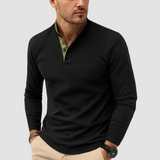 Textured Knit Pullover with Stand Collar