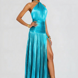 Halter Metallic Maxi Dress