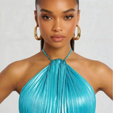Halter Metallic Maxi Dress