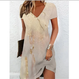 Women's Printed V-Neck Midi Dress