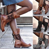 Women's Lace-Up Mid Calf Ankle Boots