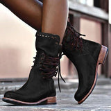 Women's Lace-Up Mid Calf Ankle Boots