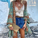 Women's Printed Open Front Kimono Cardigan